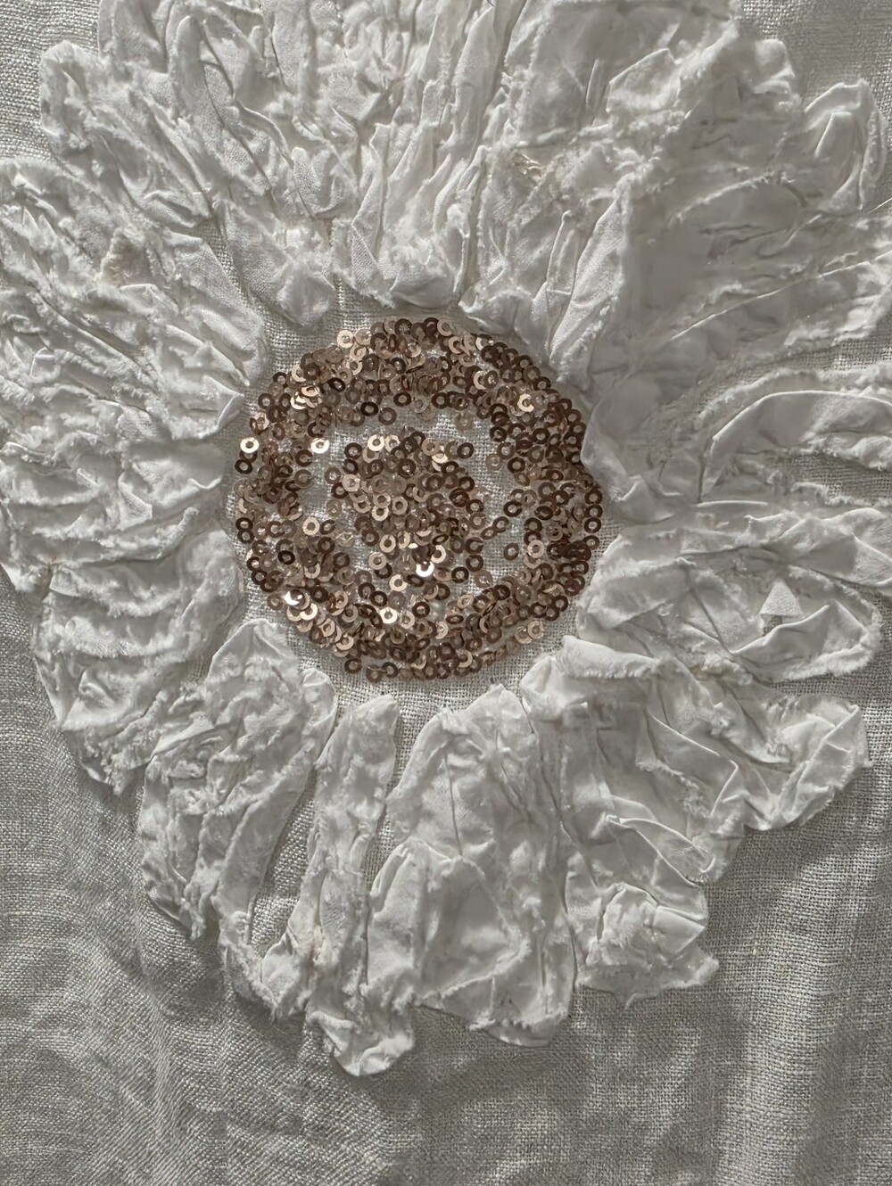 Women's White Maxi Dress with Floral Appliqué - Picture 2 of 5